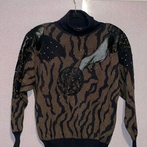 I.B. Diffusion Long Sleeve Black And Brown Sweater 1990’s